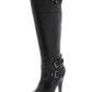 Botas plataforma Desra femininas G by Guess em couro sintético, cano alto, pretas, tamanho 7,5 M