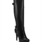 Botas plataforma Desra femininas G by Guess em couro sintético, cano alto, pretas, tamanho 7,5 M