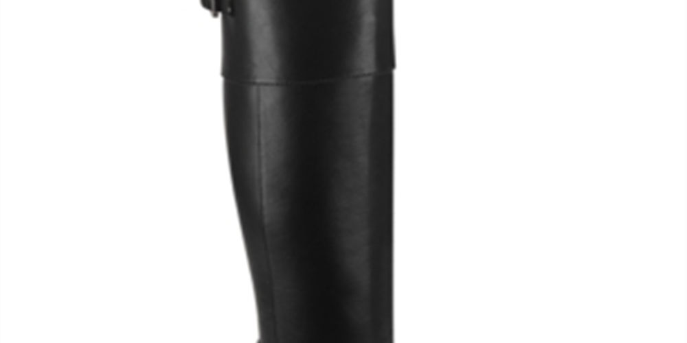 Botas plataforma Desra femininas G by Guess em couro sintético, cano alto, pretas, tamanho 7,5 M