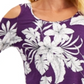 Blusa feminina com estampa floral e ombros descobertos, roxa, tamanho médio, da coleção JM