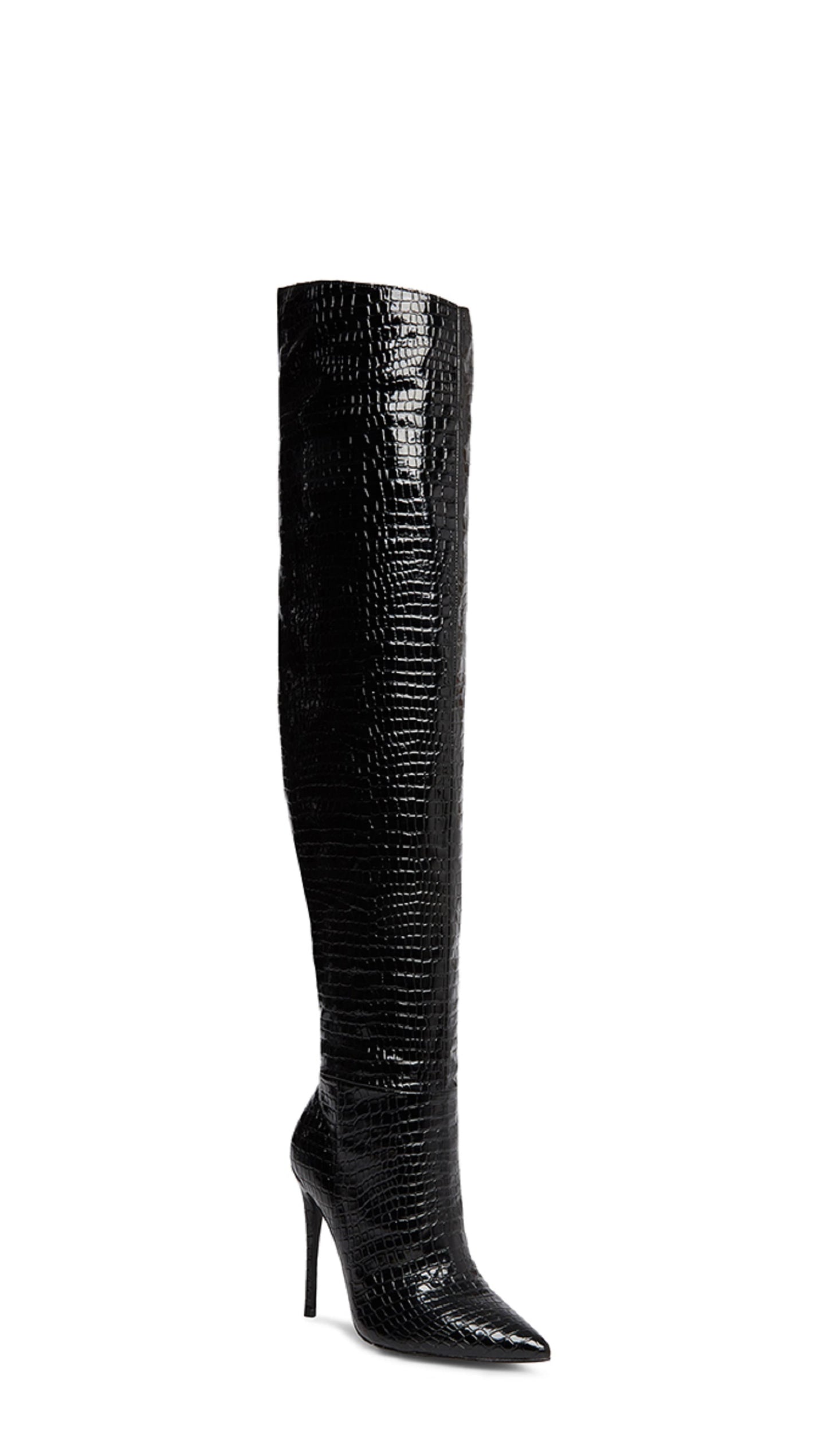 Steve Madden Winnie Harlow Bota acima do joelho feminina, preta, tamanho 7 M