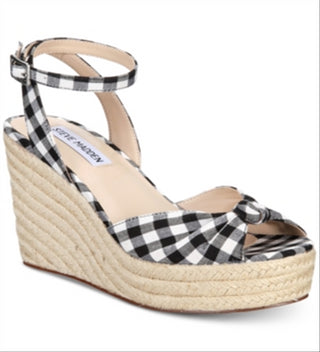 Sandálias femininas Steve Madden com tira no tornozelo e alpargatas Valinda, pretas, tamanho 6 M