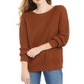 Suéter canelado com mangas caídas feminino Style &amp; Co, marrom, tamanho pequeno G