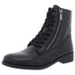 Botas femininas Lucky Brand Hildran de couro, bico amendoado, cano curto, pretas, tamanho 5,5 m