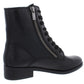 Botas femininas Lucky Brand Hildran de couro, bico amendoado, cano curto, pretas, tamanho 5,5 m