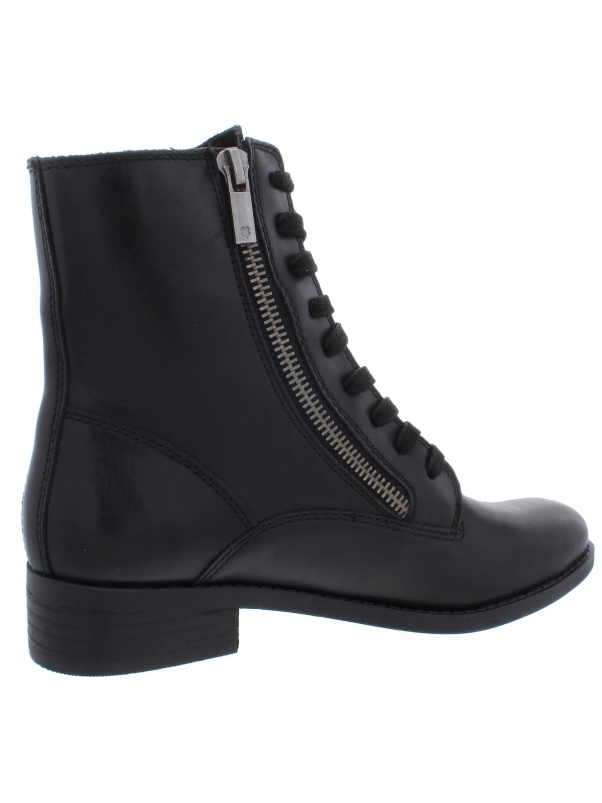 Botas femininas Lucky Brand Hildran de couro, bico amendoado, cano curto, pretas, tamanho 5,5 m