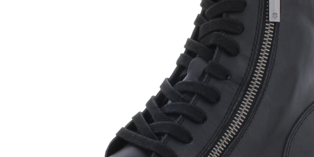Botas femininas Lucky Brand Hildran de couro, bico amendoado, cano curto, pretas, tamanho 5,5 m