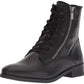 Botas femininas Lucky Brand Hildran de couro, bico amendoado, cano curto, pretas, tamanho 5,5 m
