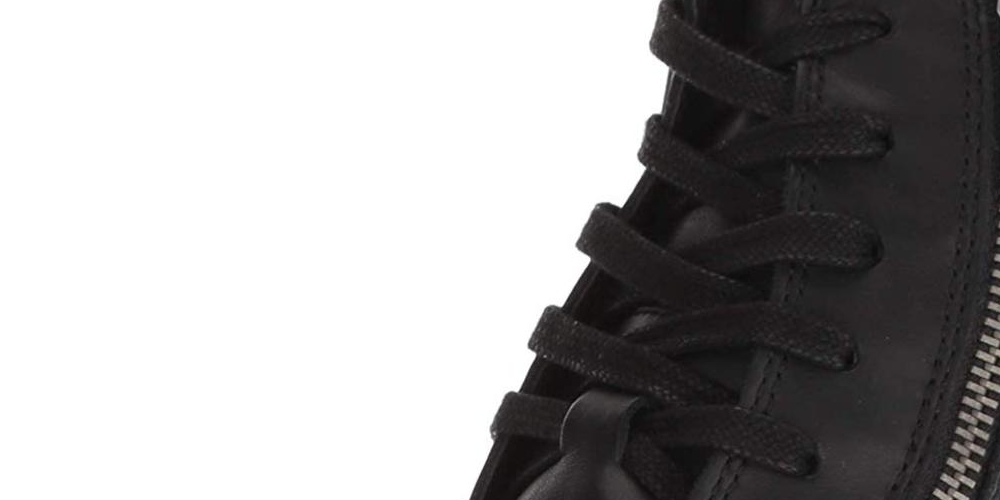 Botas femininas Lucky Brand Hildran de couro, bico amendoado, cano curto, pretas, tamanho 5,5 m