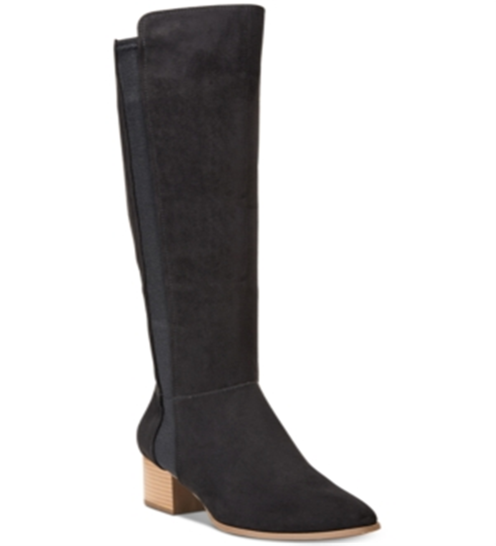 Botas femininas estilo &amp; co. Finnly de camurça, bico amendoado, cano médio, pretas, tamanho 6,5 M