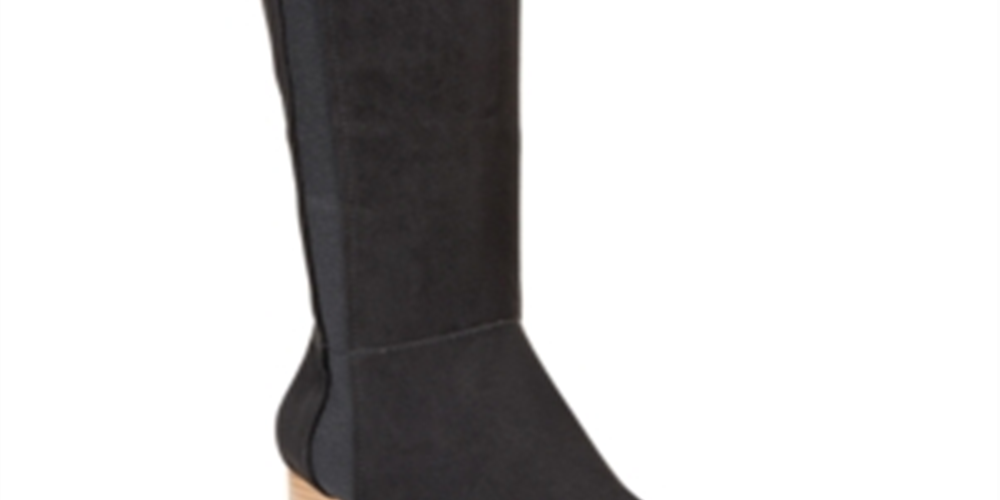 Botas femininas estilo &amp; co. Finnly de camurça, bico amendoado, cano médio, pretas, tamanho 6,5 M