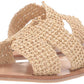 Sandálias femininas Steve Madden Nat Multi Greece Slide, marrom, tamanho 7,5 M