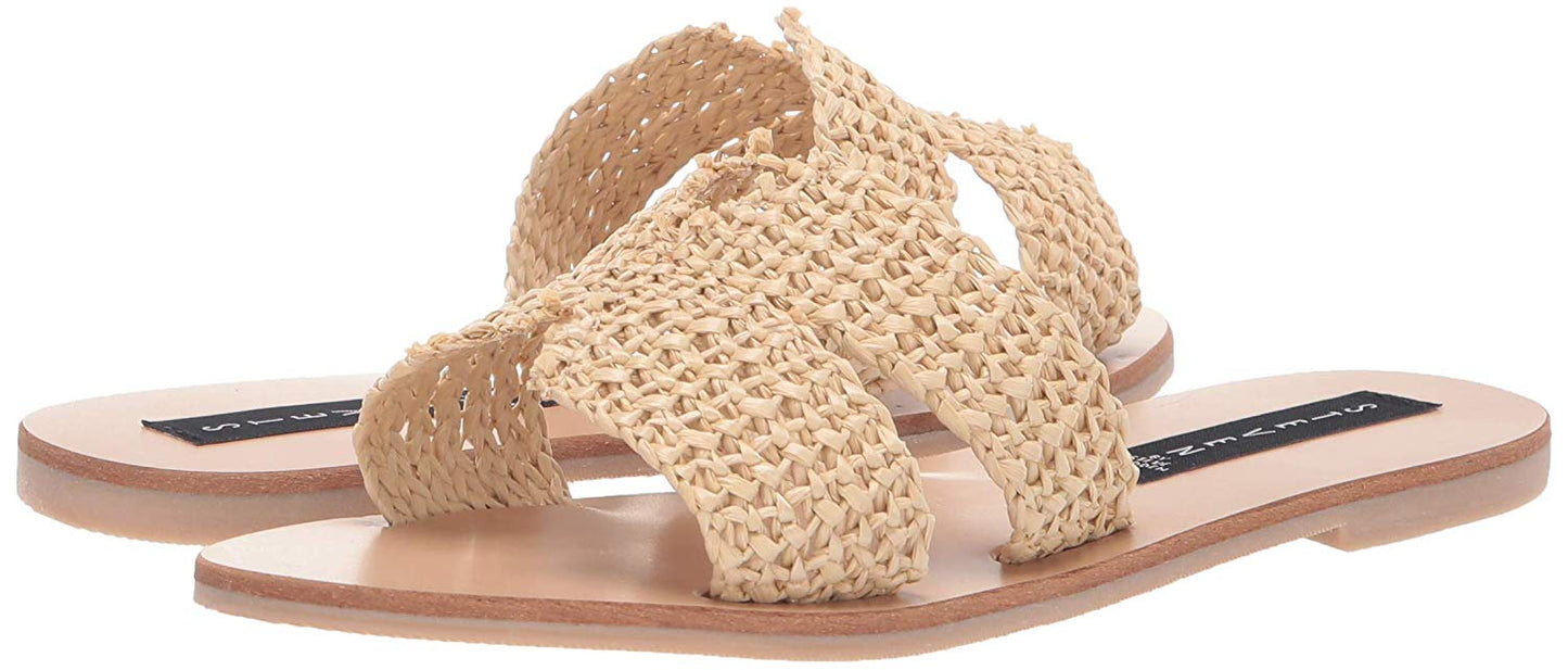 Sandálias femininas Steve Madden Nat Multi Greece Slide, marrom, tamanho 7,5 M