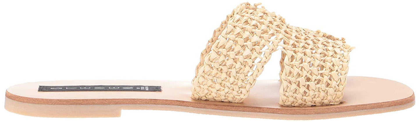 Sandálias femininas Steve Madden Nat Multi Greece Slide, marrom, tamanho 7,5 M