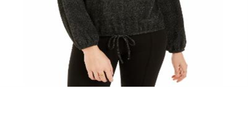 Suéter texturizado com gola alta e cordão BCX Junior, preto, tamanho XS