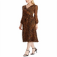 Vestido Ralph Lauren Feminino Estampa Ocelot Georgette Marrom Tamanho 18