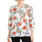 Blusa feminina estampada com manga 3/4 da coleção JM, branca, tamanho XS