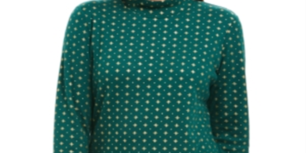 Camisola Karen Scott Feminina com Estampa de Flocos de Neve e Gola Redonda em Abeto, Tamanho M