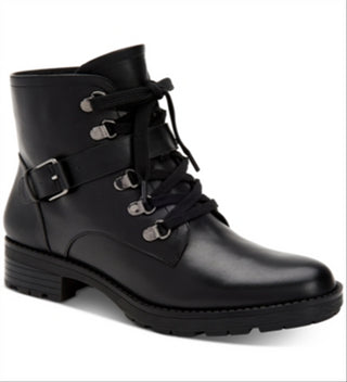 Giani Bernini Women's Naomii Lug Leather Lug Sole Ankle Boots Black Size 6 M