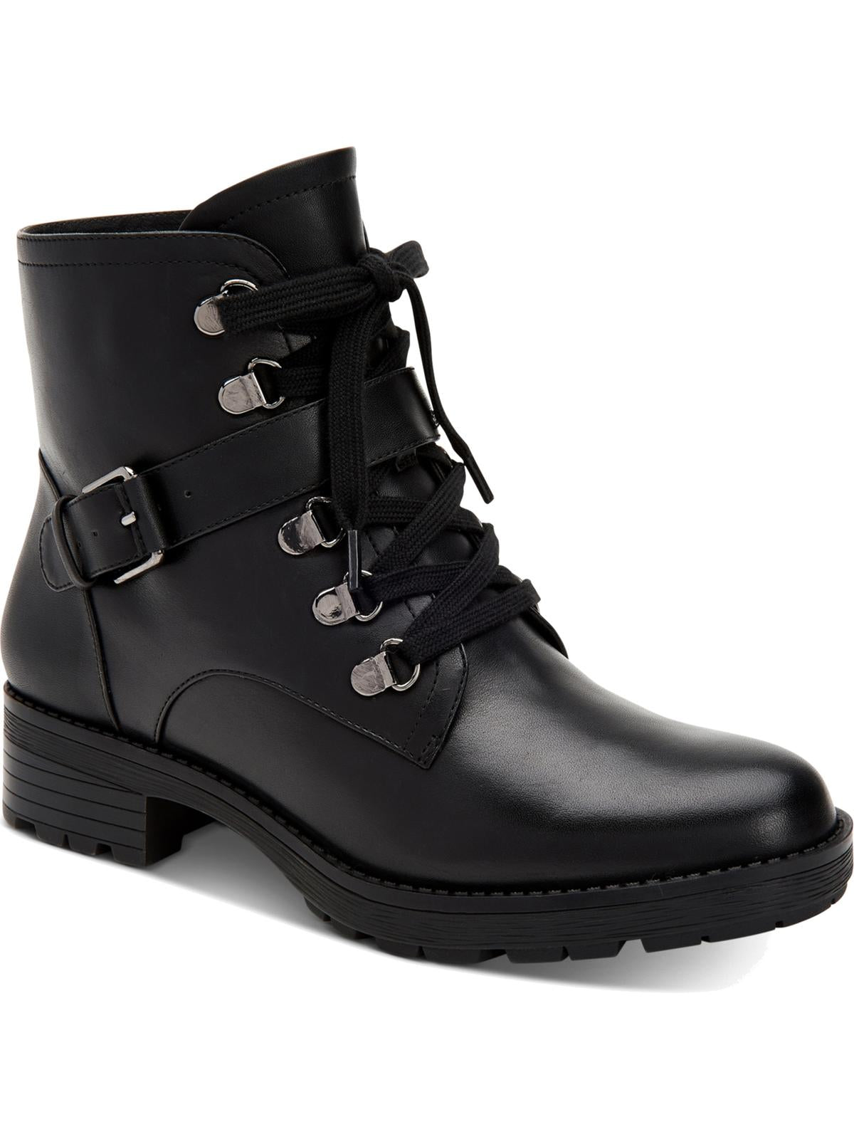 Giani Bernini Botas femininas Naomii Lug de couro com bico fechado no tornozelo preto tamanho 10 M