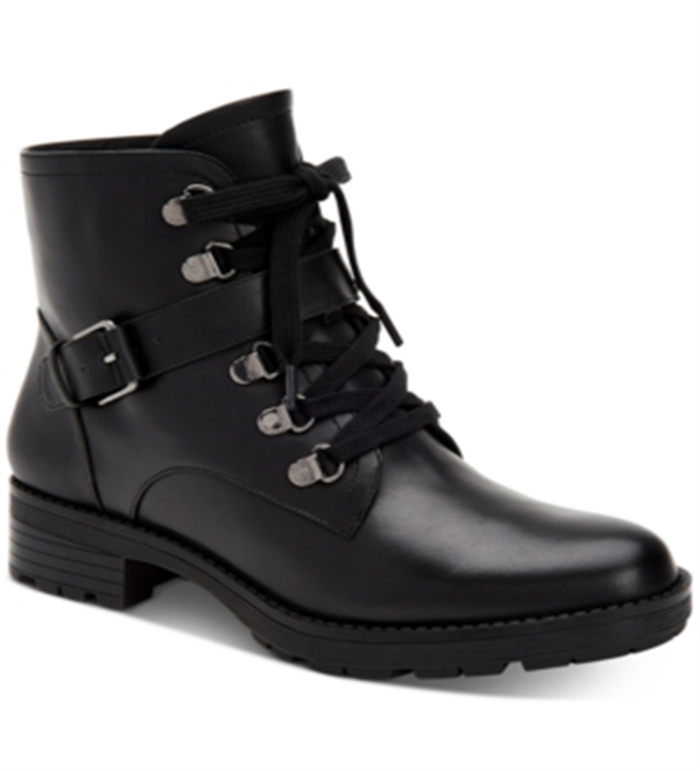 Giani Bernini Botas femininas Naomii Lug de couro com bico fechado no tornozelo preto tamanho 10 M