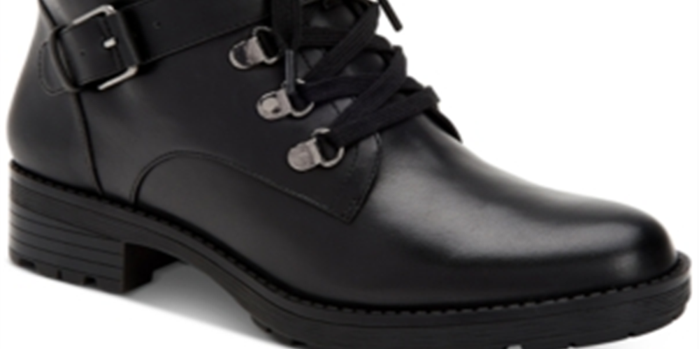 Giani Bernini Botas femininas Naomii Lug de couro com bico fechado no tornozelo preto tamanho 10 M