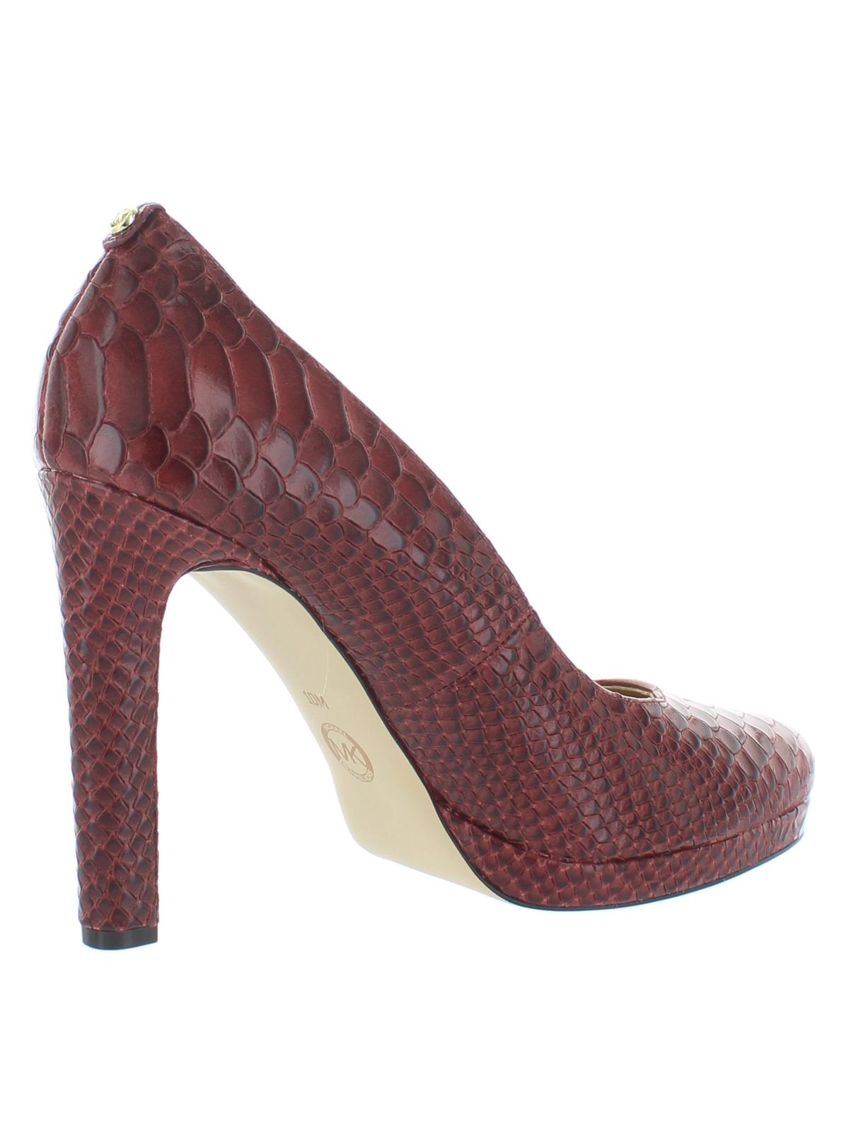 Michael Kors Ethel Scarpin Feminino Couro Envernizado com Relevo Brandy Vermelho Tamanho 9