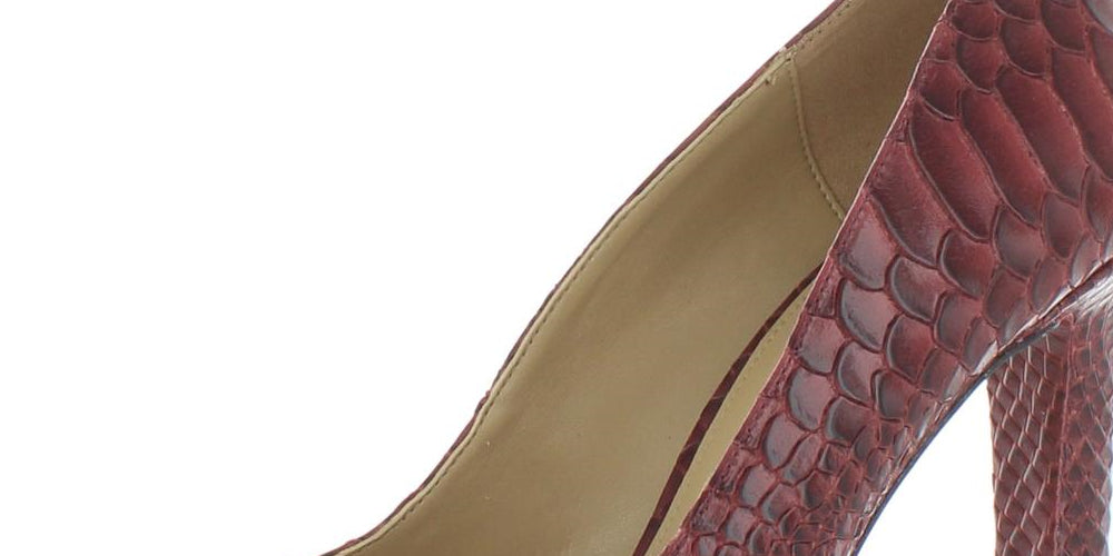 Michael Kors Ethel Scarpin Feminino Couro Envernizado com Relevo Brandy Vermelho Tamanho 9