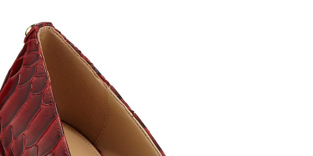 Michael Kors Ethel Scarpin Feminino Couro Envernizado com Relevo Brandy Vermelho Tamanho 9