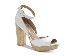 American Rag Feminino Reeta Tecido Peep Toe Tira no Tornozelo D-orsay Sapatos Brancos Tamanho 9,5 M