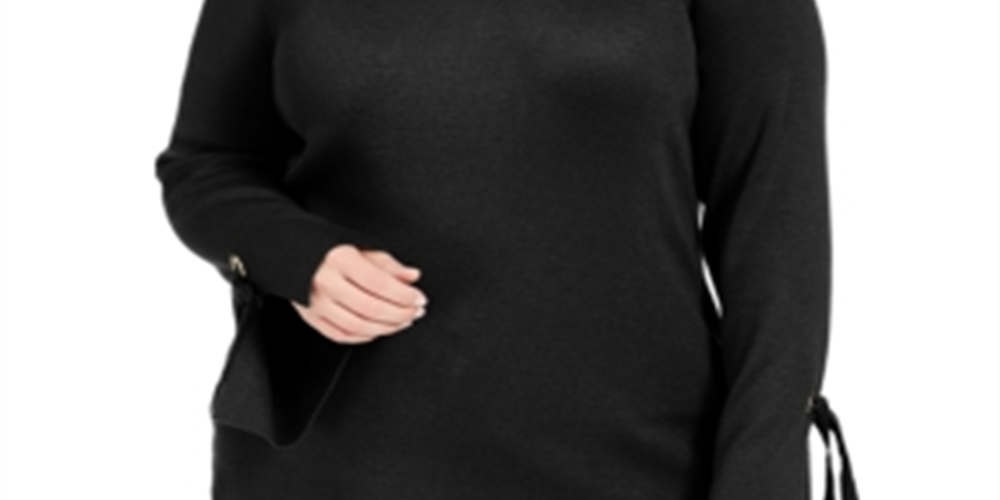 JM Collection Suéter feminino plus size com detalhes em ilhós, preto profundo, tamanho 0X
