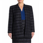 Material Girl Jaqueta longa aberta feminina de tweed metálico azul tamanho 12