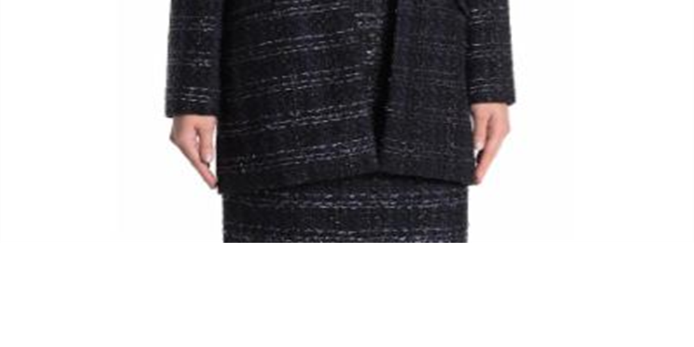 Material Girl Jaqueta longa aberta feminina de tweed metálico azul tamanho 12