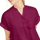 Camisa feminina Charter Club de linho com botões e amarração frontal, vermelha, tamanho grande