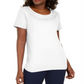 Camiseta feminina Karen Scott de algodão com acabamento em crochê, branca, tamanho 2XL