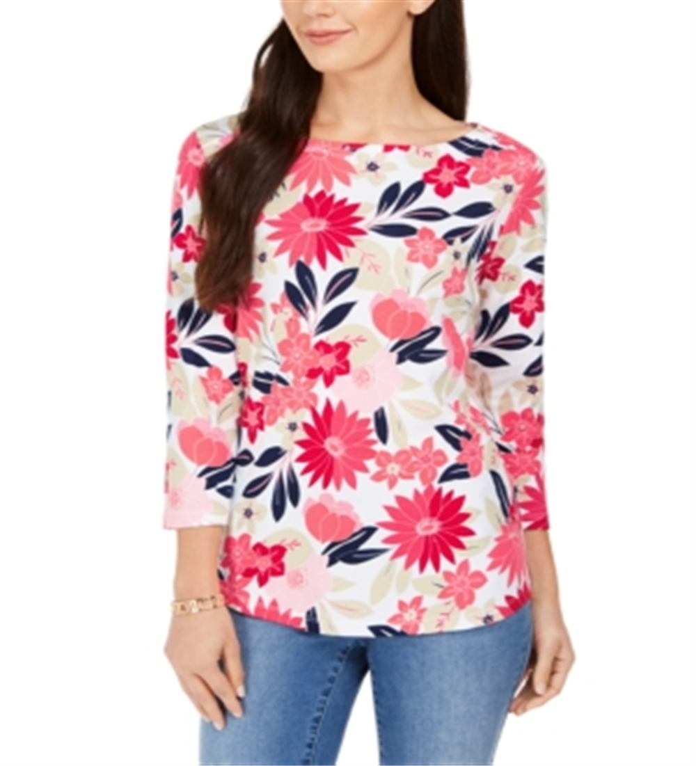 Blusa feminina com estampa floral Charter Club vermelha, tamanho 2XL
