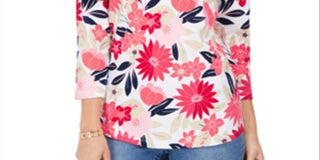 Blusa feminina com estampa floral Charter Club vermelha, tamanho 2XL