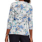 Blusa Karen Scott com estampa floral, manga 3/4, cinza fumê, tamanho P/M