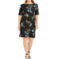 Vestido feminino estampado com decote canoa Karen Scott, preto, tamanho pequeno
