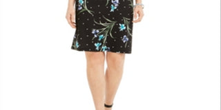 Vestido feminino estampado com decote canoa Karen Scott, preto, tamanho pequeno