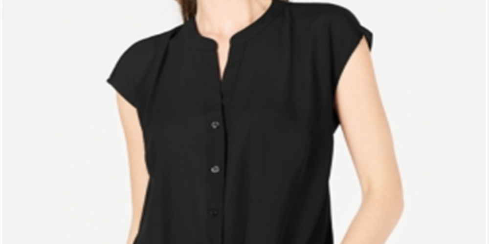 Top feminino com frente torcida INC International Concepts, preto, tamanho pequeno
