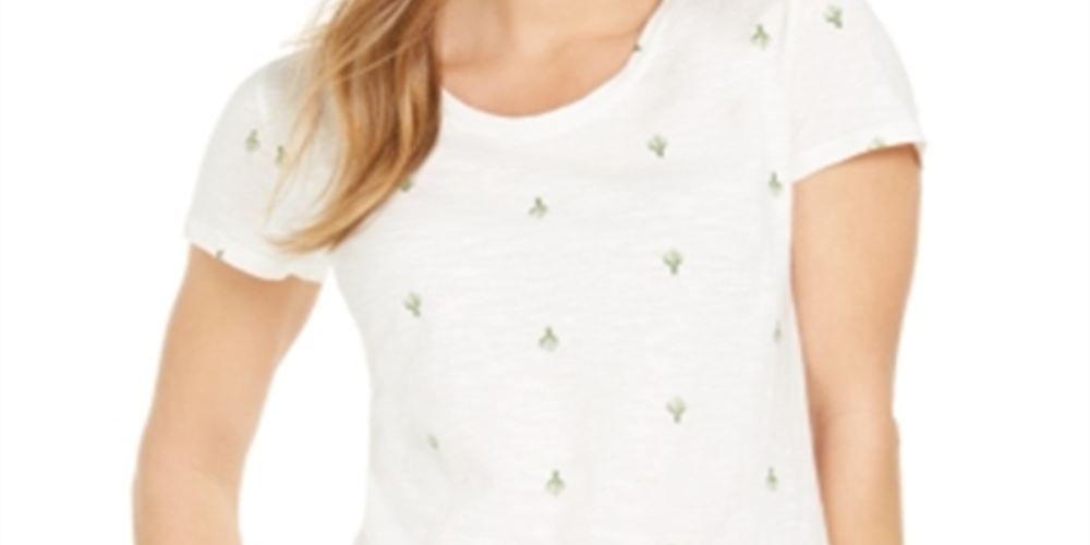 Camiseta feminina estampada com decote redondo, tamanho XL, estilo &amp; co, branca