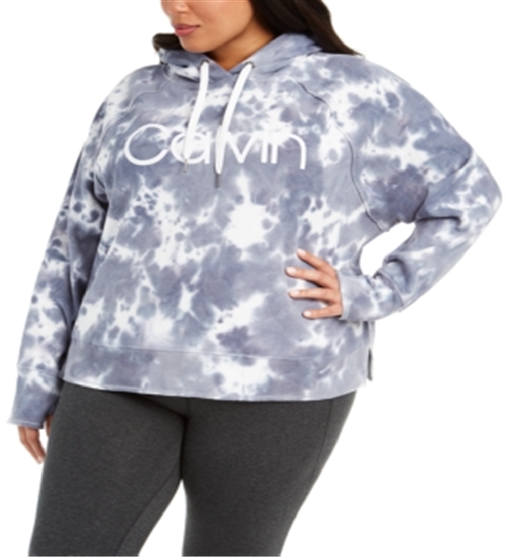 Calvin Klein Plus Size Feminino Tie-Dyed Active Hood Aço Combinação 3X