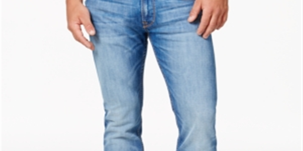 Calça jeans masculina Guss azul claro slim reta elástica tamanho 38x30