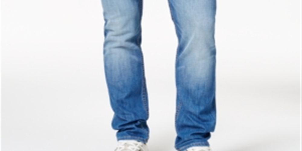 Calça jeans masculina Guss azul claro slim reta elástica tamanho 38x30