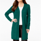 Cardigan feminino com mangas e cadarço JM Collection, presente, verde, tamanho XS