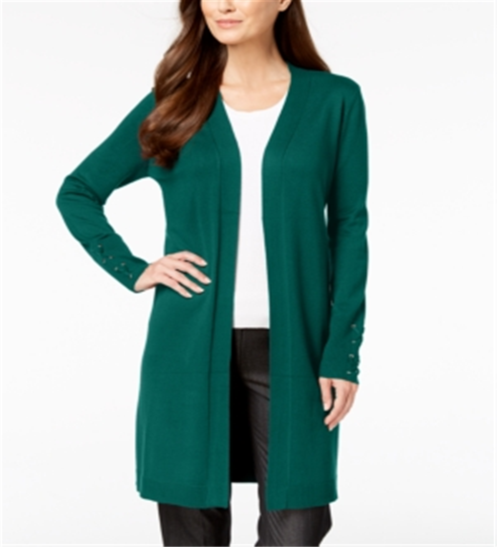 Cardigan feminino com mangas e cadarço JM Collection, presente, verde, tamanho XS