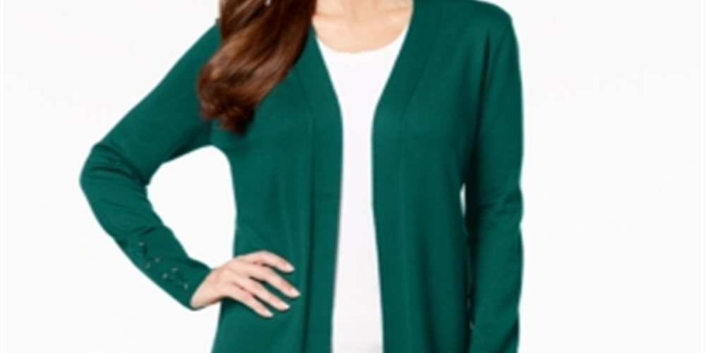 Cardigan feminino com mangas e cadarço JM Collection, presente, verde, tamanho XS