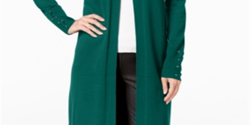 Cardigan feminino com mangas e cadarço JM Collection, presente, verde, tamanho XS