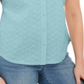Camisa feminina Karen Scott de algodão bordada, azul, tamanho grande